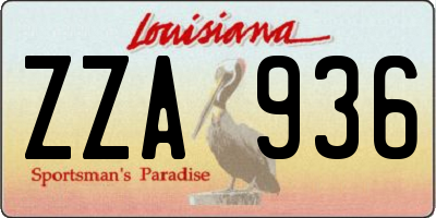 LA license plate ZZA936