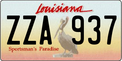 LA license plate ZZA937