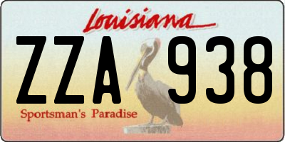 LA license plate ZZA938