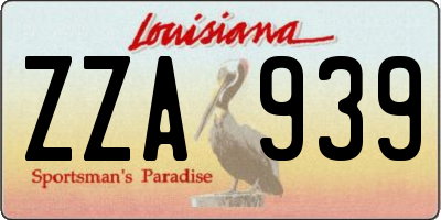 LA license plate ZZA939