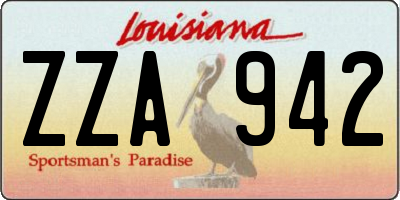 LA license plate ZZA942