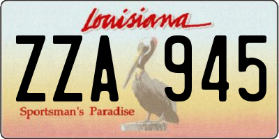 LA license plate ZZA945