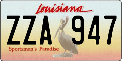 LA license plate ZZA947