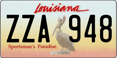 LA license plate ZZA948