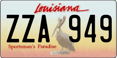 LA license plate ZZA949