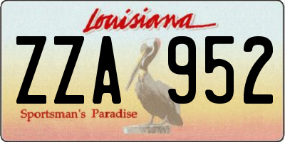 LA license plate ZZA952