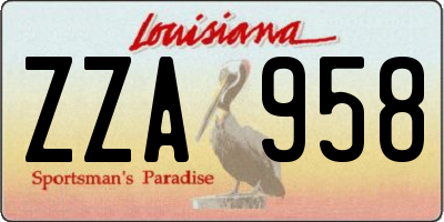 LA license plate ZZA958