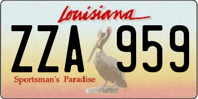 LA license plate ZZA959