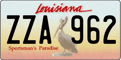 LA license plate ZZA962