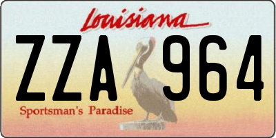 LA license plate ZZA964