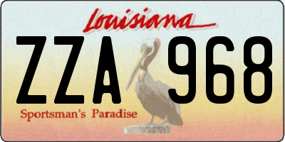 LA license plate ZZA968