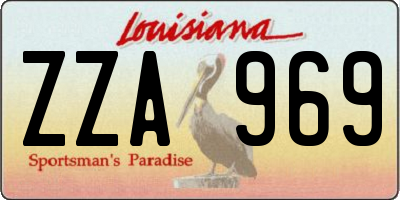 LA license plate ZZA969