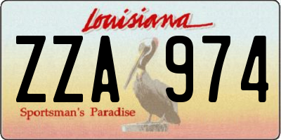 LA license plate ZZA974