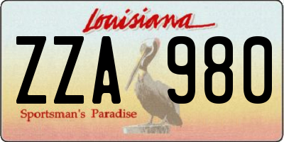 LA license plate ZZA980