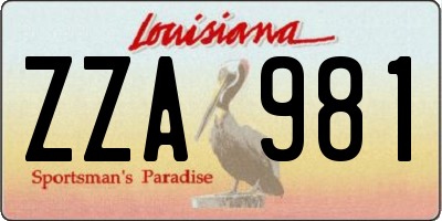 LA license plate ZZA981