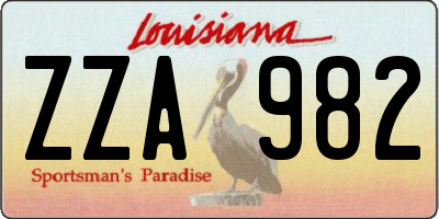 LA license plate ZZA982