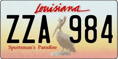 LA license plate ZZA984