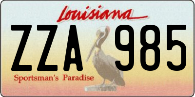 LA license plate ZZA985