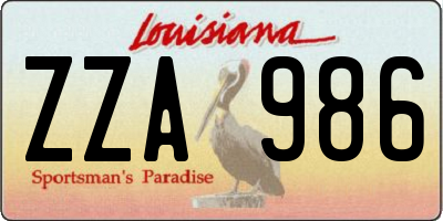 LA license plate ZZA986