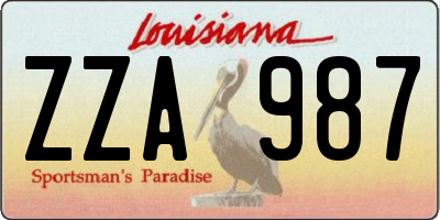 LA license plate ZZA987