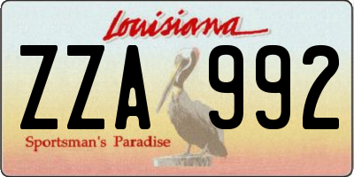 LA license plate ZZA992