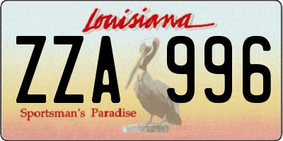 LA license plate ZZA996