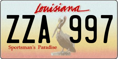 LA license plate ZZA997