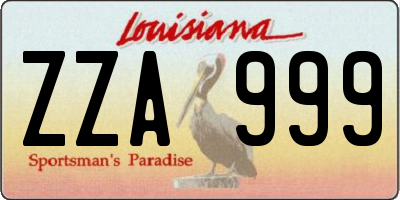 LA license plate ZZA999