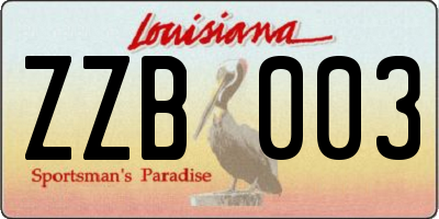 LA license plate ZZB003