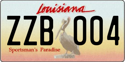 LA license plate ZZB004