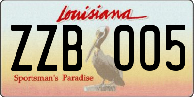 LA license plate ZZB005