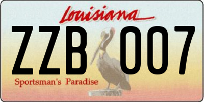 LA license plate ZZB007