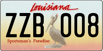 LA license plate ZZB008