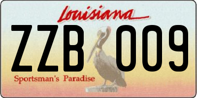 LA license plate ZZB009