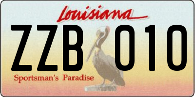 LA license plate ZZB010