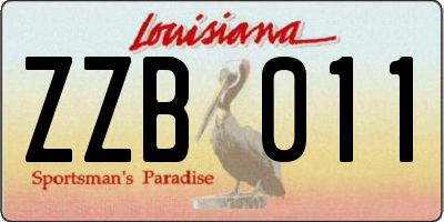 LA license plate ZZB011