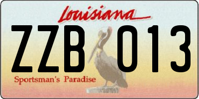 LA license plate ZZB013