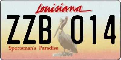 LA license plate ZZB014