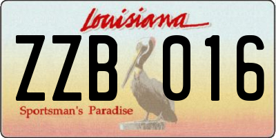 LA license plate ZZB016