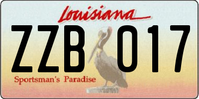 LA license plate ZZB017