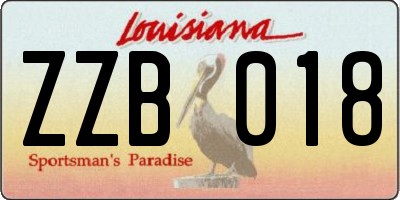 LA license plate ZZB018