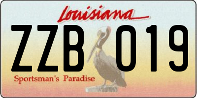 LA license plate ZZB019