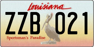 LA license plate ZZB021