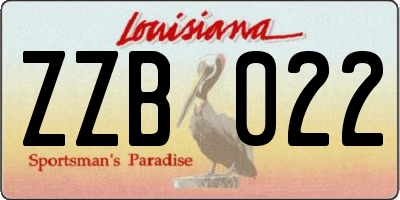 LA license plate ZZB022