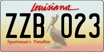 LA license plate ZZB023