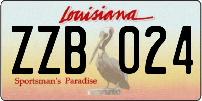 LA license plate ZZB024