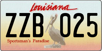 LA license plate ZZB025