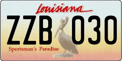 LA license plate ZZB030