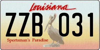 LA license plate ZZB031