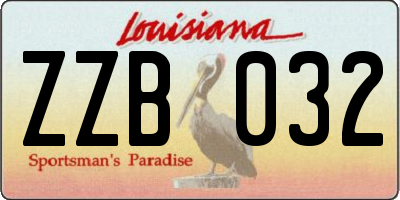 LA license plate ZZB032